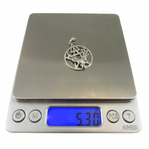 Solid 925 Sterling Silver Third Degree Deer Head Cernunnos Pentacle Pendant - Picture 9 of 9